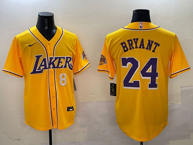 Men Los Angeles Lakers #24 Bryant Yellow Joint Name Nike 2025 NBA Jersey style 11